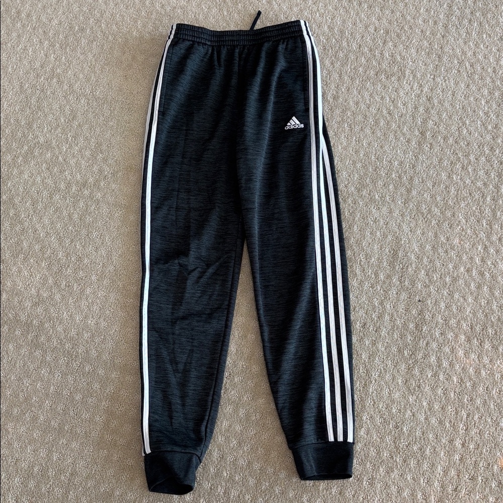 Adidas Charcoal Joggers with White Accents
